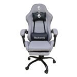 SILLA GAMER ERGONÓMICA SKULLCANDY GRIS CON POSAPIÉS Y BASE METÁLICA