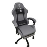 SILLA GAMER ERGONÓMICA SKULLCANDY GRIS CON POSAPIÉS Y BASE METÁLICA - Imagen 3